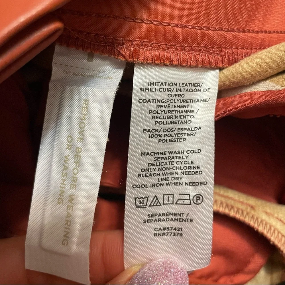 NWOT Ann Taylor The Faux Leather Paperbag Ankle Pants in Morrocan Spice Size 00 - Picture 13 of 15